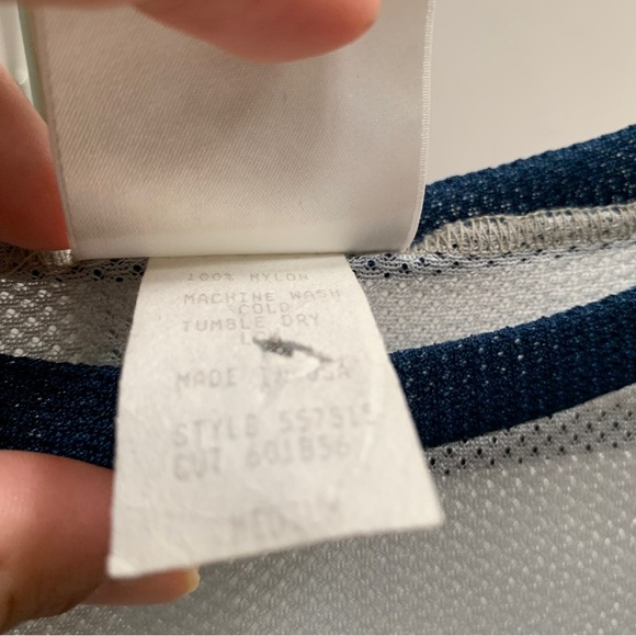 VINTAGE Y2K mesh rave top silver blue graphic back pocket club festival wear - Picture 8 of 9